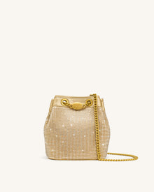 Yara Artificial Crystal Bucket Bag - Champagne
