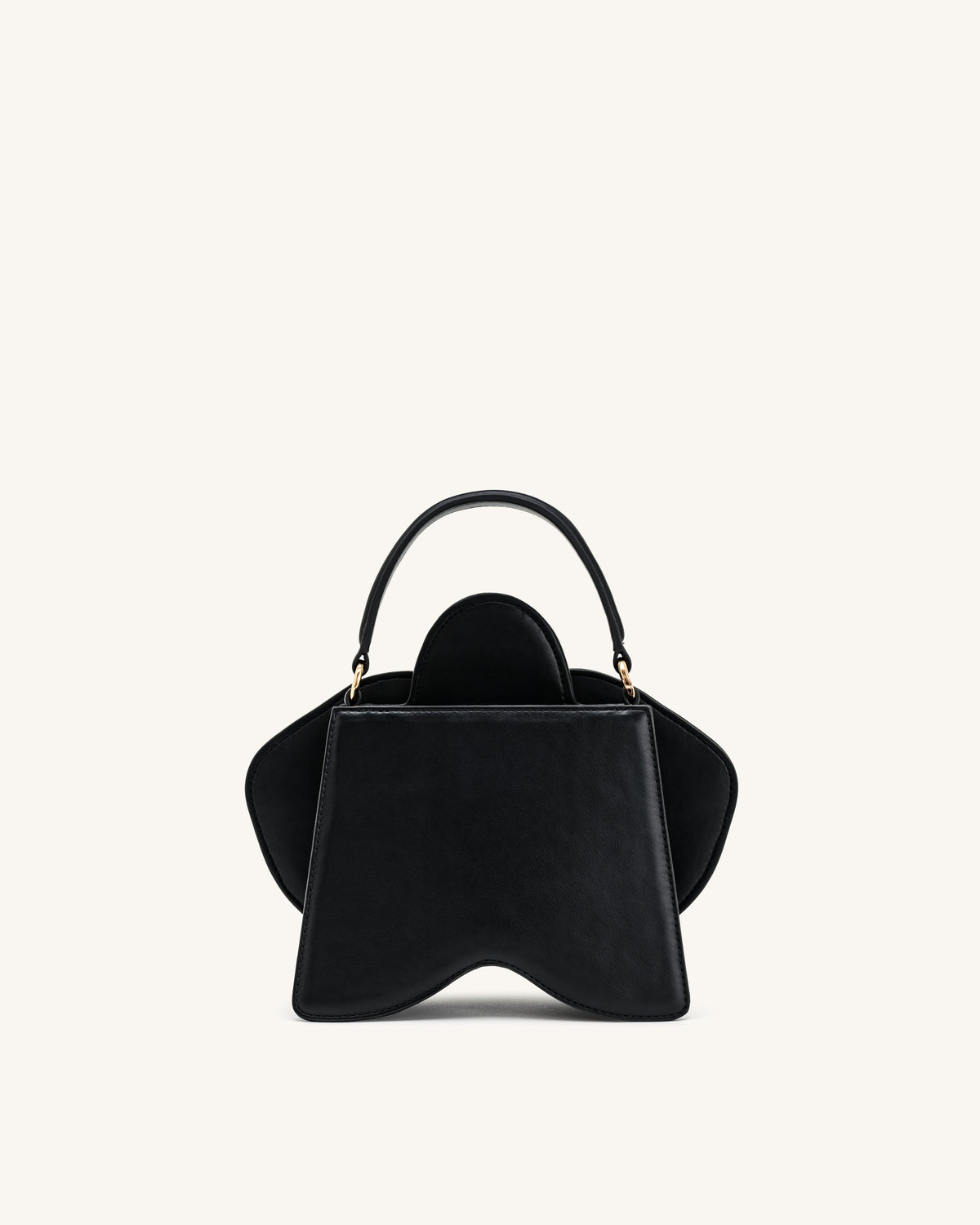 Flora Orchid Shaped Top Handle Bag - Black White Canvas