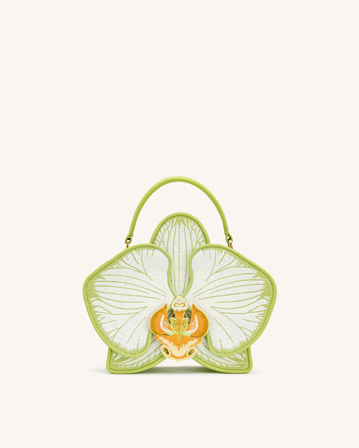 Flora Orchid Shaped Top Handle Bag - Light Green