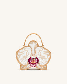 Flora Orchid Shaped Top Handle Bag - Champagne