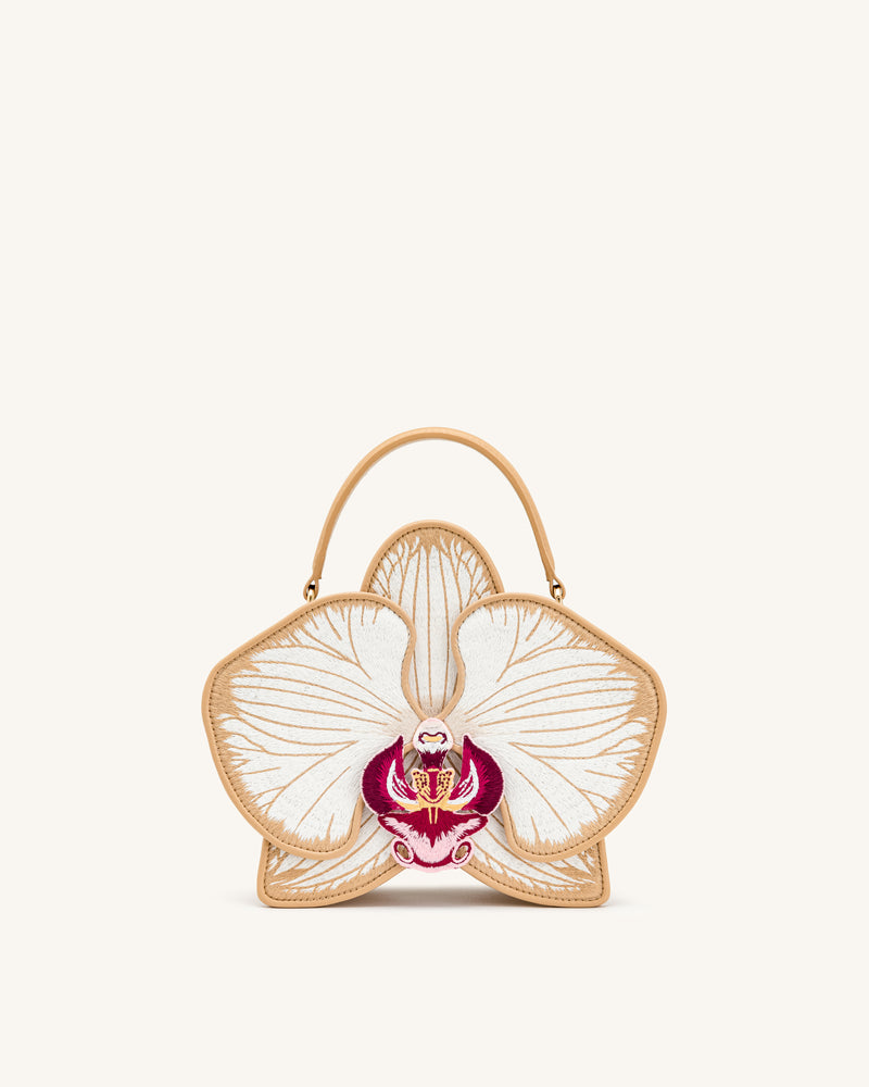 Flora Orchid Shaped Top Handle Bag - Champagne