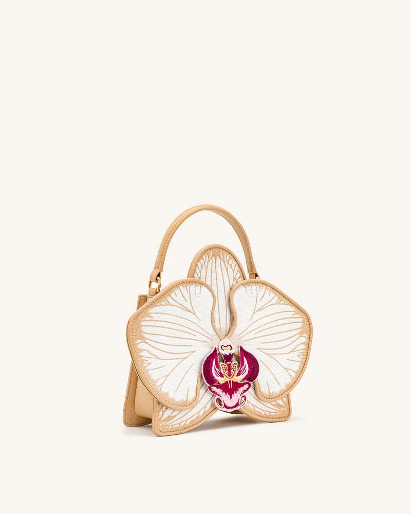 Flora Orchid Shaped Top Handle Bag - Champagne