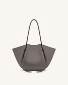 Nala Faux Suede Wide Tote Bag - Dark Gray