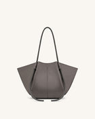 Nala Faux Suede Wide Tote Bag - Dark Gray