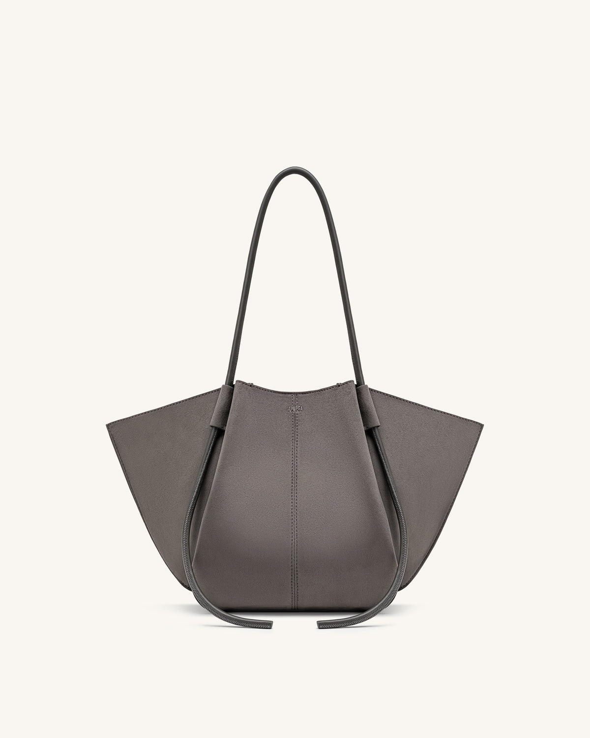 Nala Faux Suede Wide Tote Bag - Dark Gray