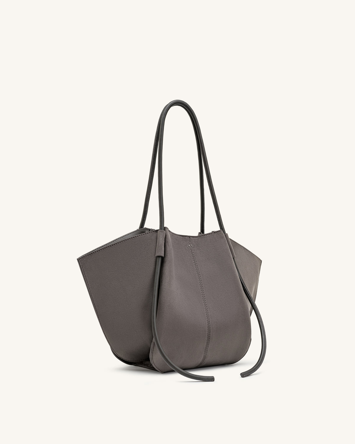 Nala Faux Suede Wide Tote Bag - Dark Gray