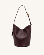 Zora Pebbled Bucket Bag - Deep Burgundy