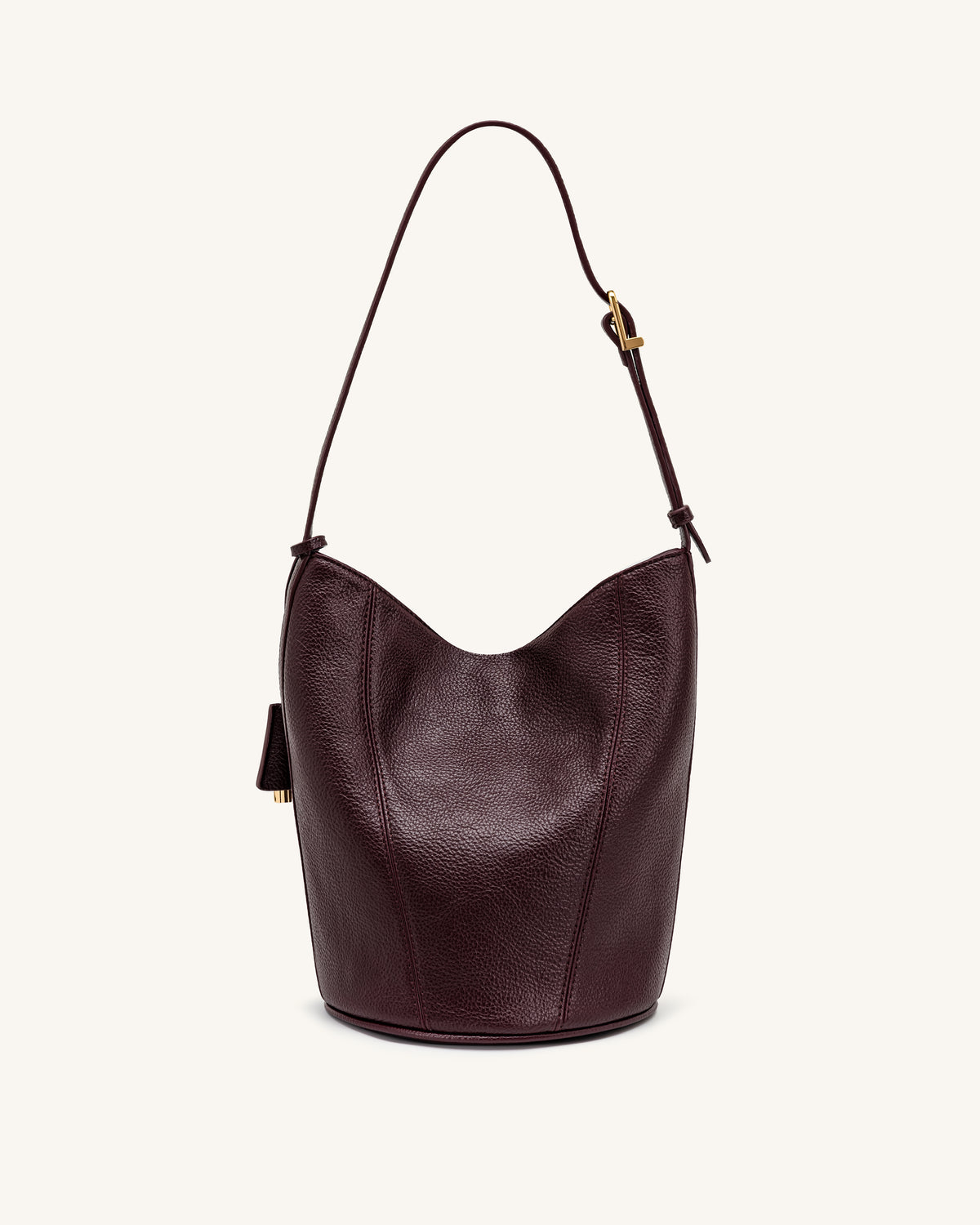 Zora Pebbled Bucket Bag - Deep Burgundy