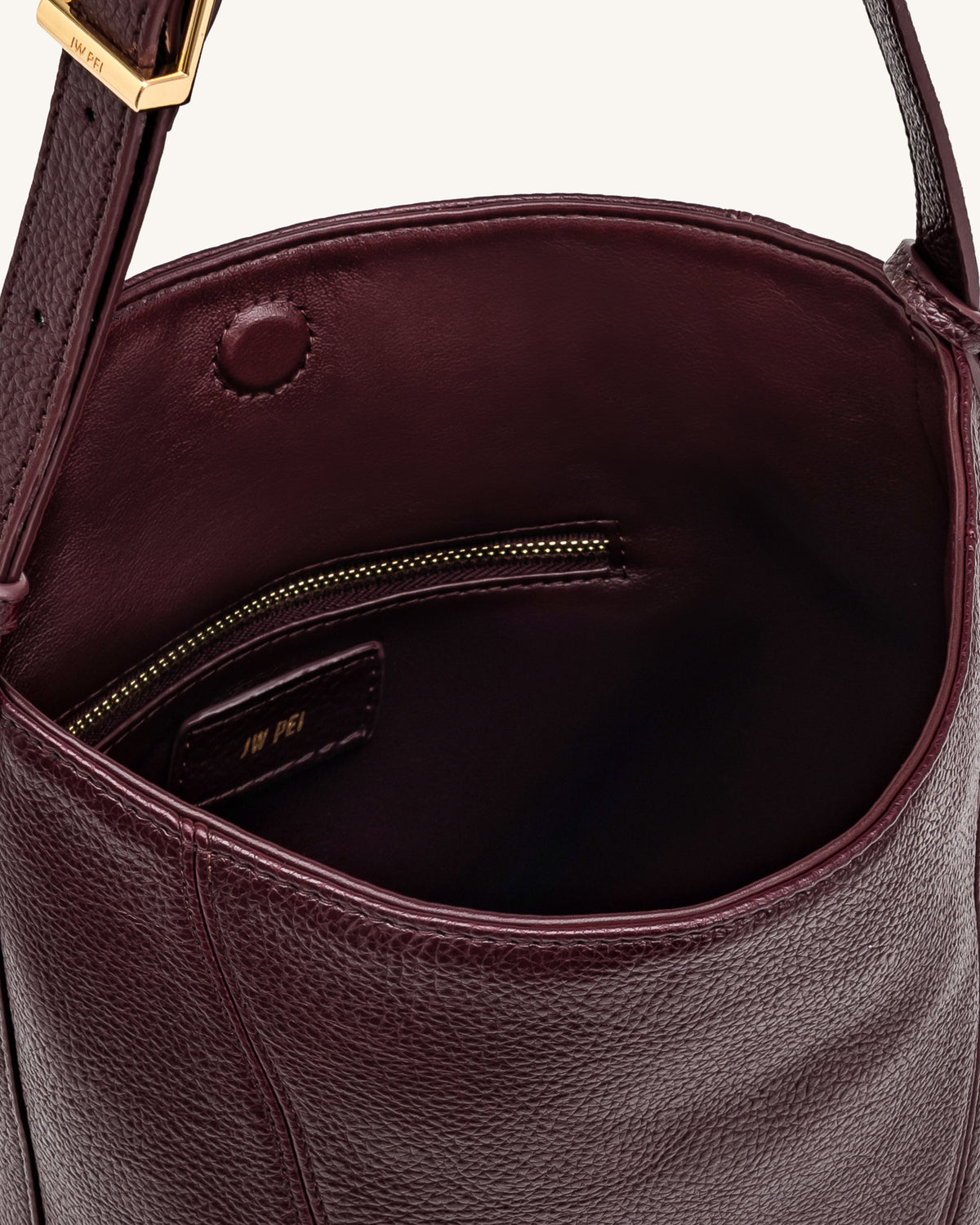 Zora Pebbled Bucket Bag - Deep Burgundy