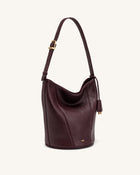 Zora Pebbled Bucket Bag - Deep Burgundy