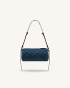 Lucienne Dachshund Quilted Chain Shoulder Bag - Blue Denim