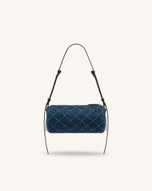 Lucienne Dachshund Quilted Chain Shoulder Bag - Blue Denim