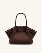 Hana Medium Faux Suede Tote Bag - Dark Chocolate Brown