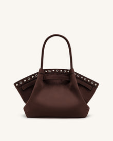 Hana Medium Faux Suede Tote Bag - Dark Chocolate Brown