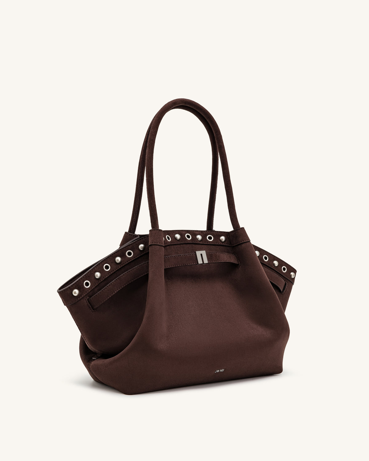 Hana Medium Faux Suede Tote Bag - Dark Chocolate Brown