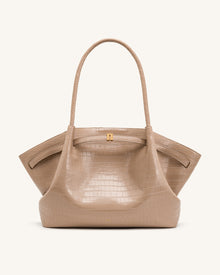 Hana Large Tote Bag - Elephant Grey Croc