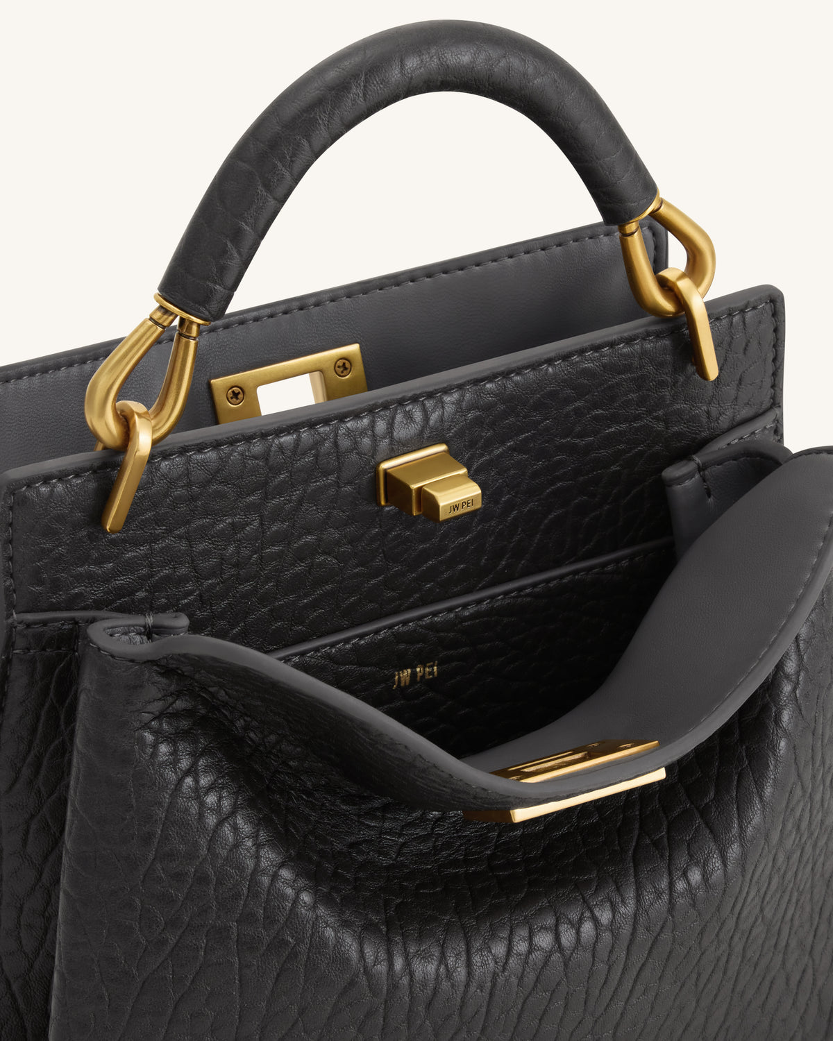 Lucia Elephant-Effect Top Handle Bag - Slate Gray