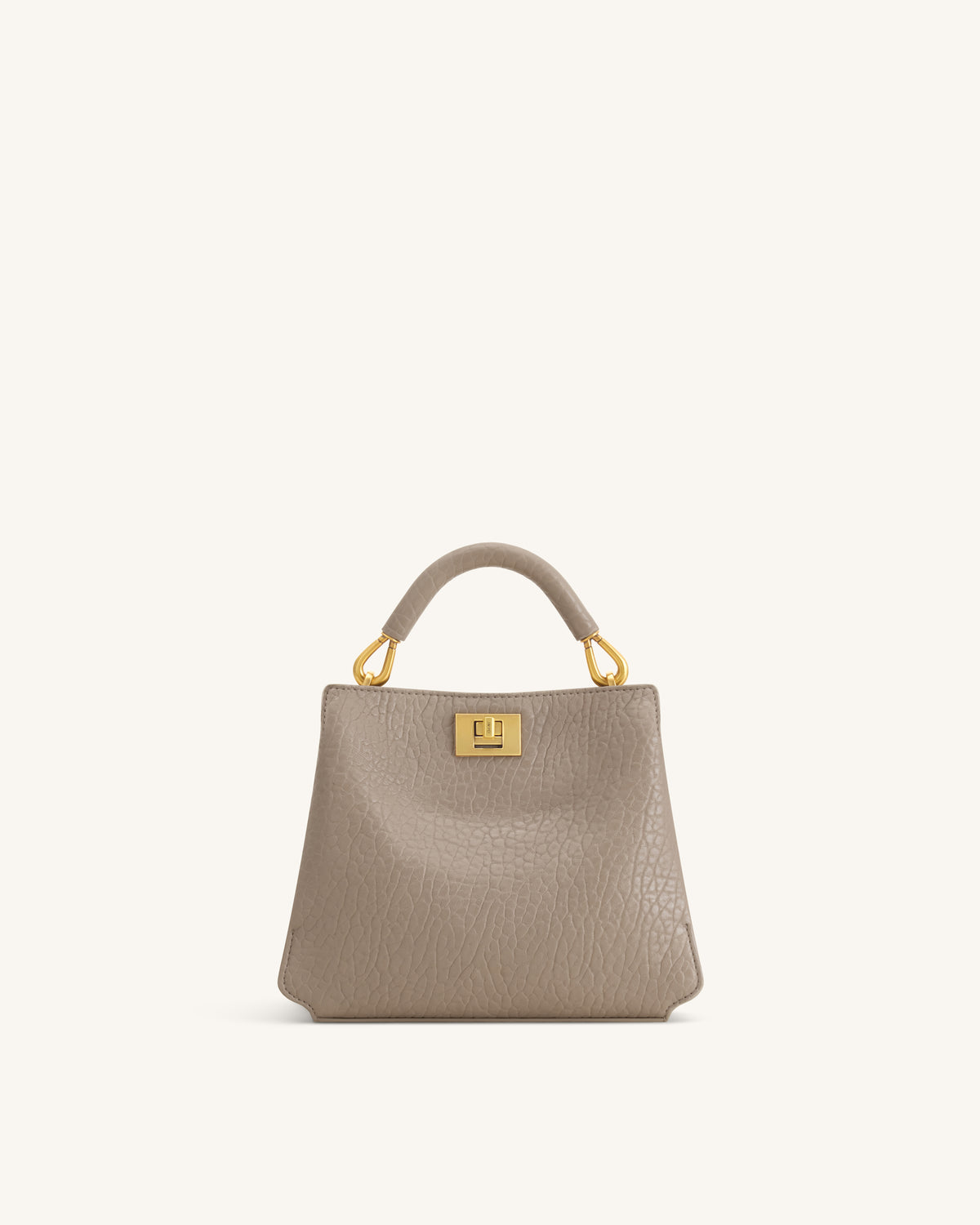 Lucia Elephant-Effect Top Handle Bag - Stone Gray