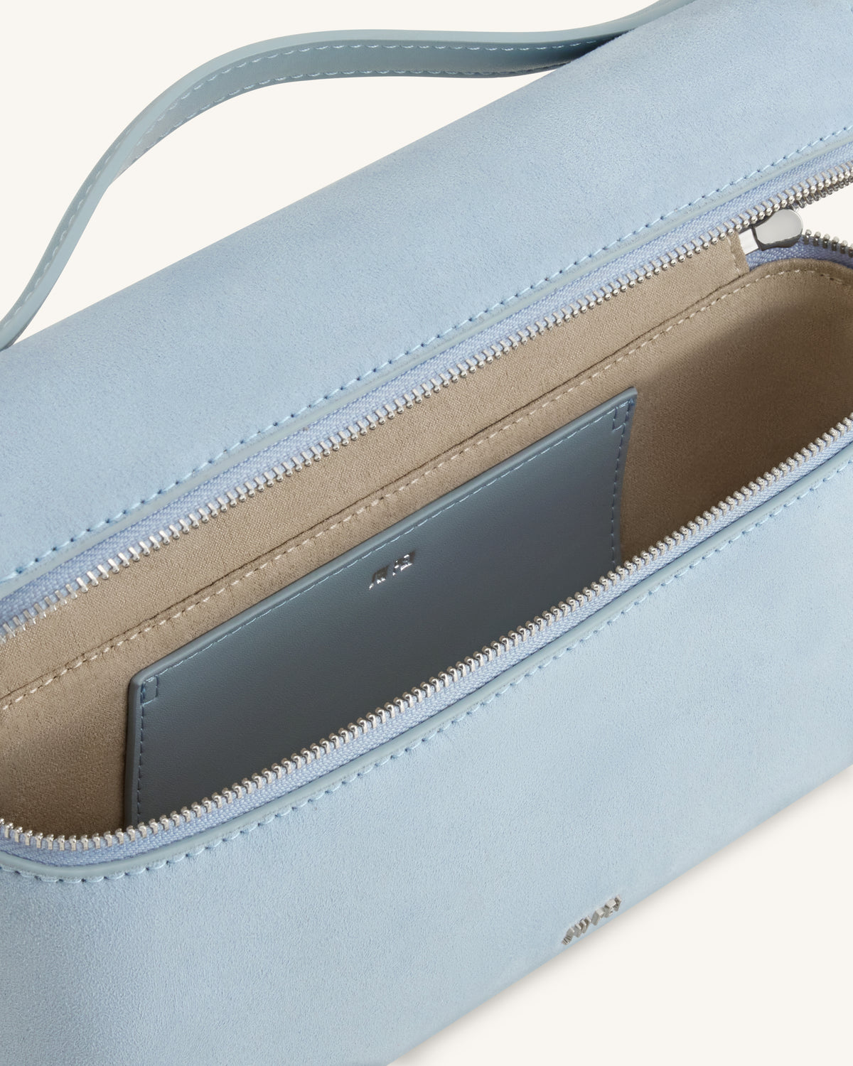 Thea Faux Suede Top Handle Bag - Light Blue