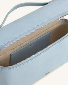 Thea Faux Suede Top Handle Bag - Light Blue