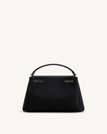 Carmen Faux Suede Top Handle Bag - Black