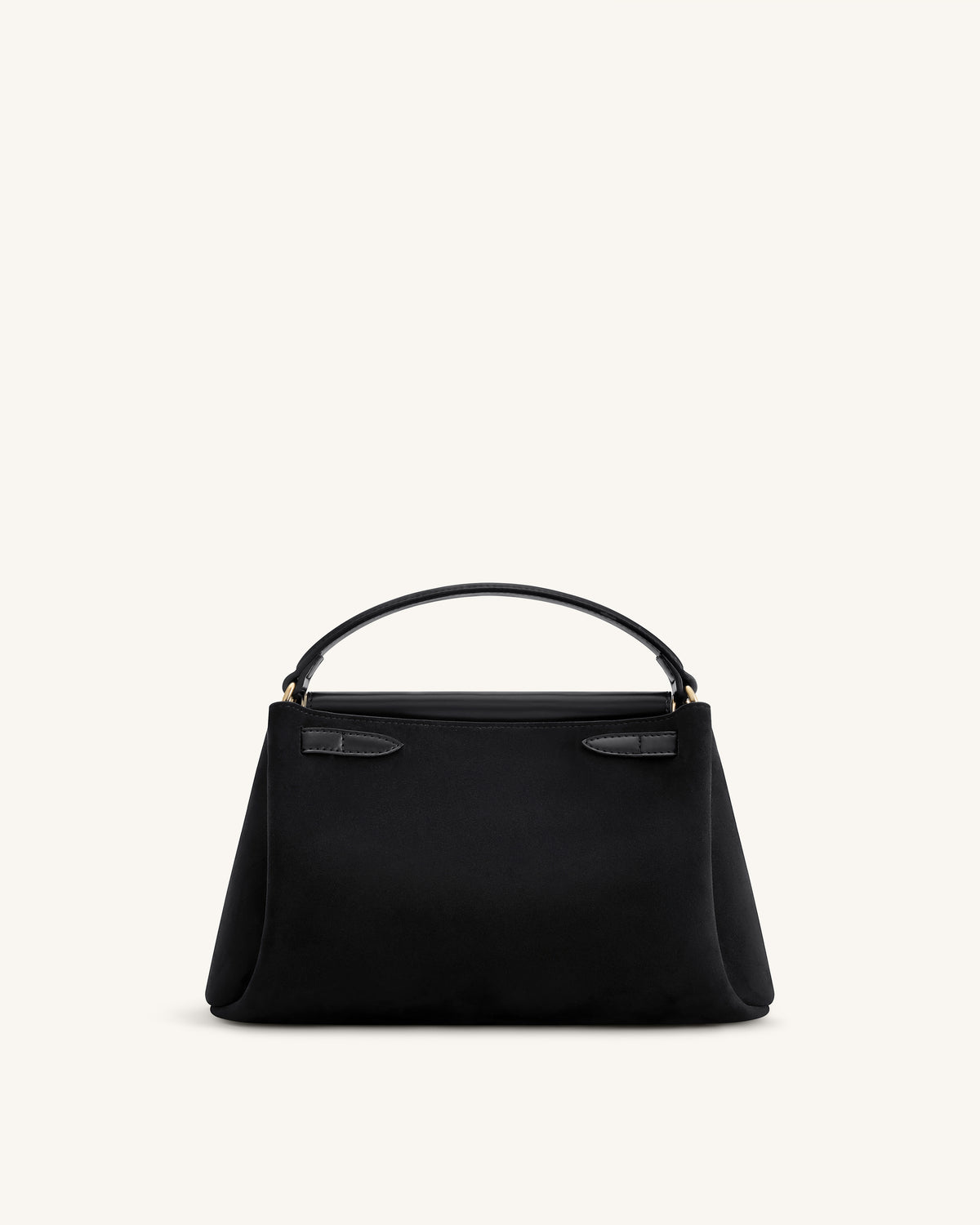 Carmen Faux Suede Top Handle Bag - Black