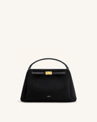 Carmen Faux Suede Top Handle Bag - Black