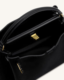 Carmen Faux Suede Top Handle Bag - Black