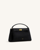 Carmen Faux Suede Top Handle Bag - Black
