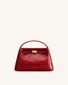 Carmen Top Handle Bag - Dark Burgundy Croc