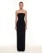 Crystal-Trim Capelet Maxi Dress - Black & Ivory
