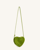 Arlene Velvet Heart Shaped Bag - Green