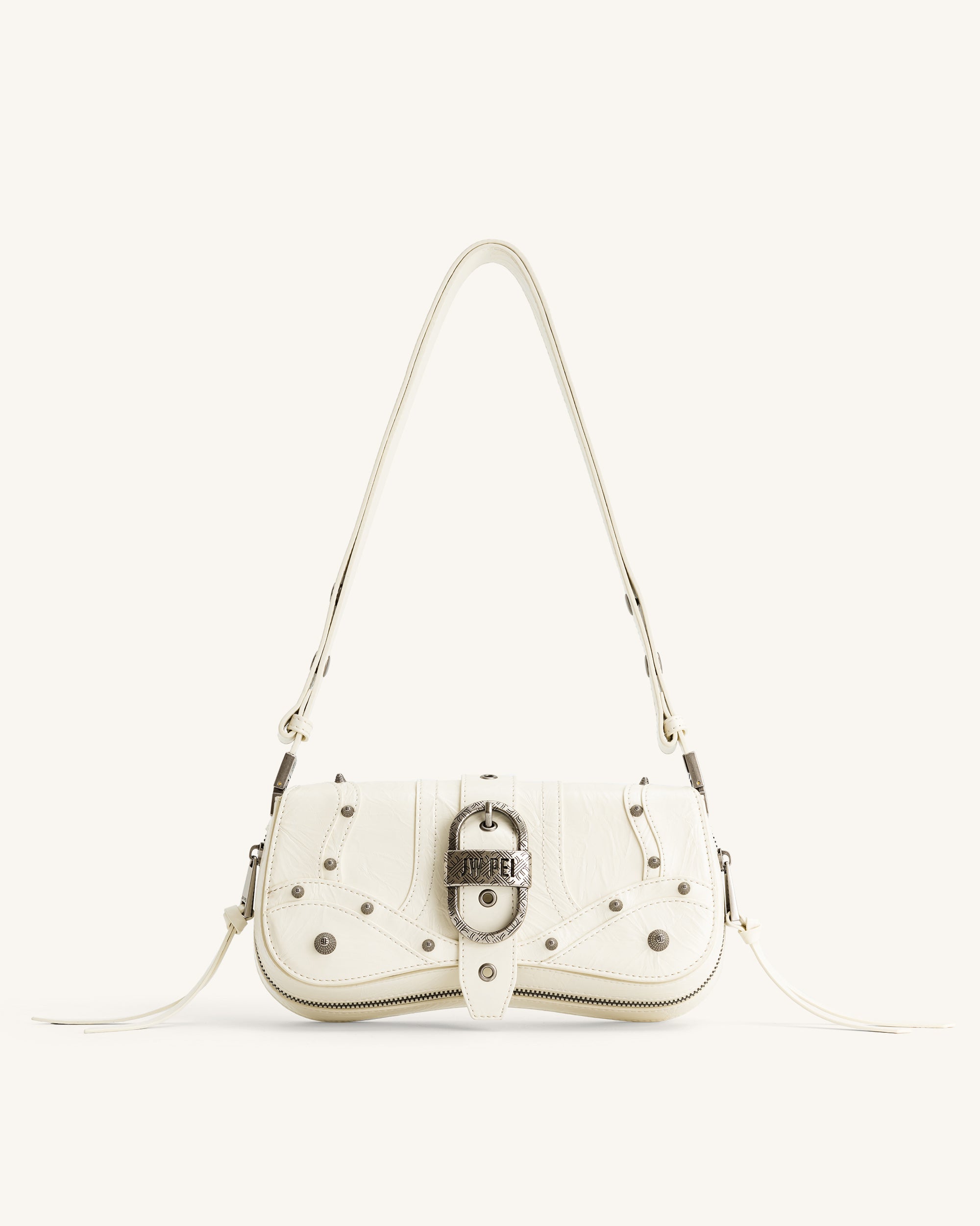 Joy Crushed Shoulder Bag - White