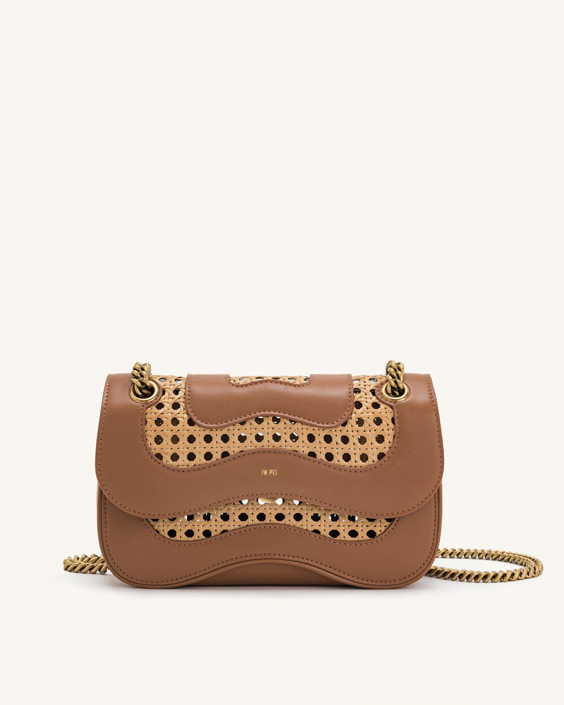 Tina Faux Bamboo Woven Crossbody - Brown