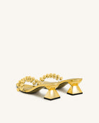 Gianna Beaded Strap Mules - Gold