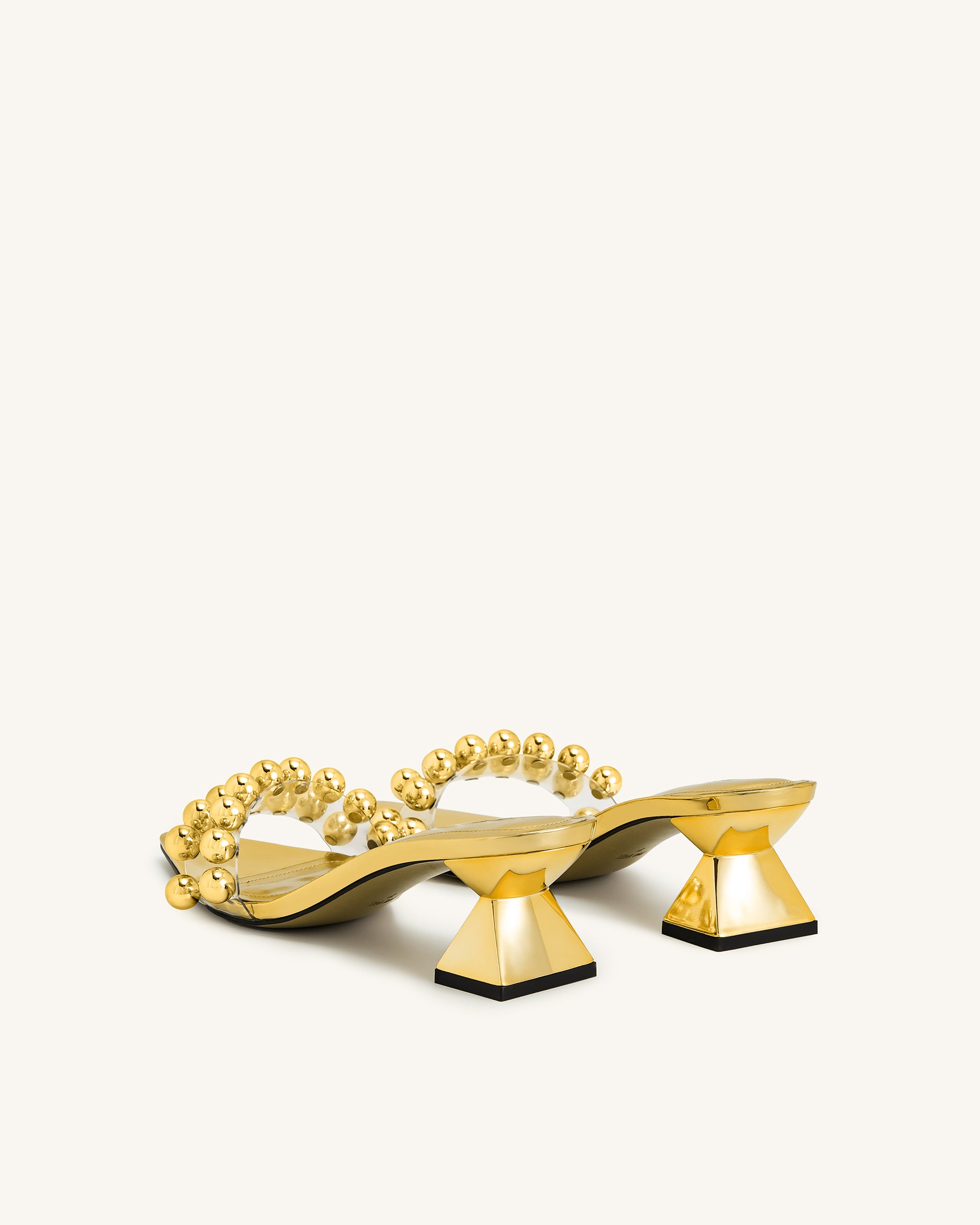 Gianna Beaded Strap Mules - Gold