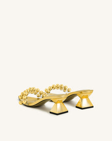 Gianna Beaded Strap Mules - Gold