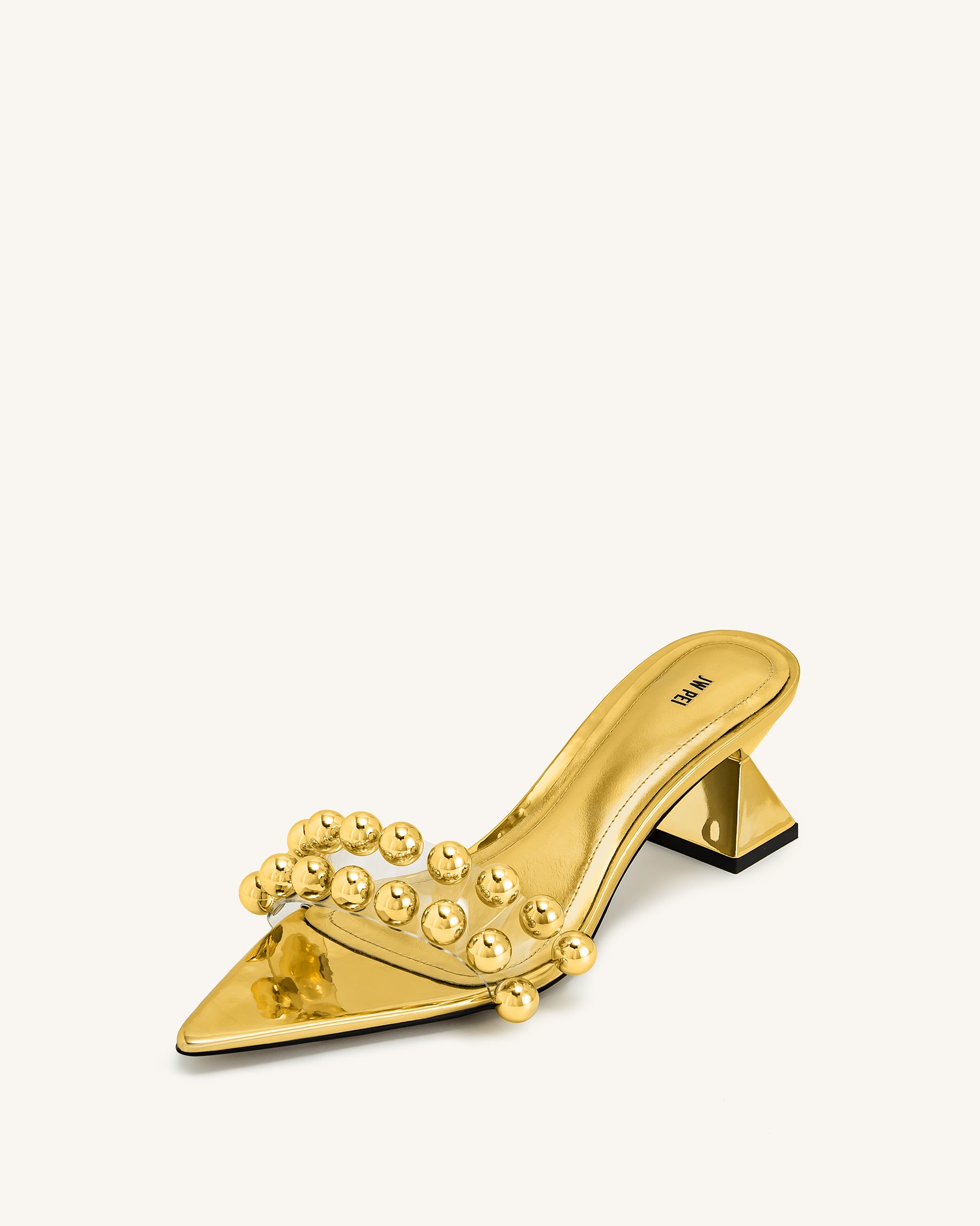 Gianna Beaded Strap Mules - Gold