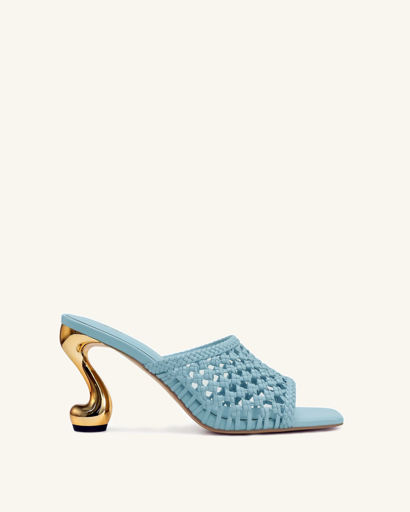Hannah Woven Heel Mules -  Blue