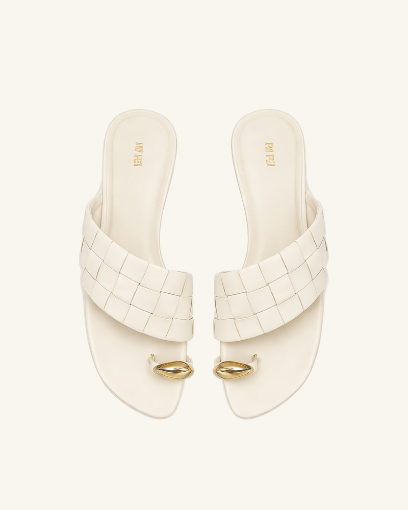 Ava Woven Toe Sandals - Ivory