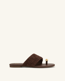 Ava Woven Toe Sandals - Brown