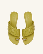 Ava Woven Toe Sandals - Mustard Green