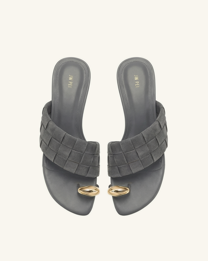 Ava Woven Toe Sandals - Dark Grey