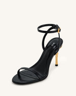 Alivia Gold Metal Heel Sandals - Black