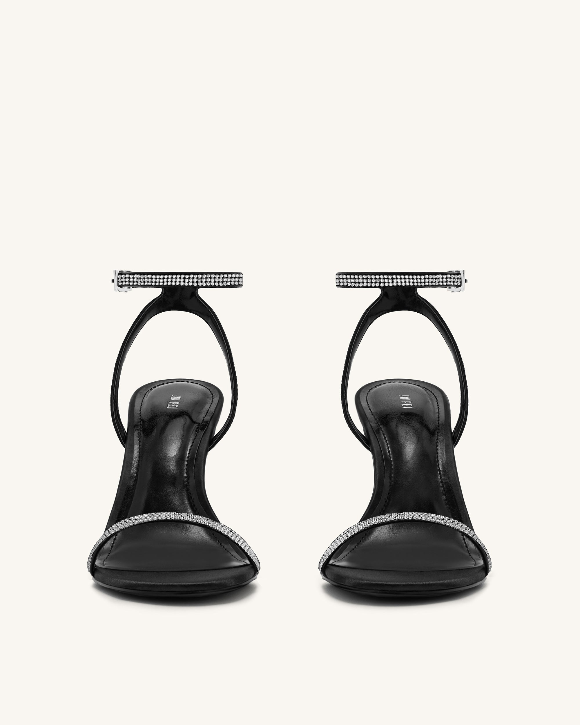 Alivia Artifical Crystal Heel Sandals - Black