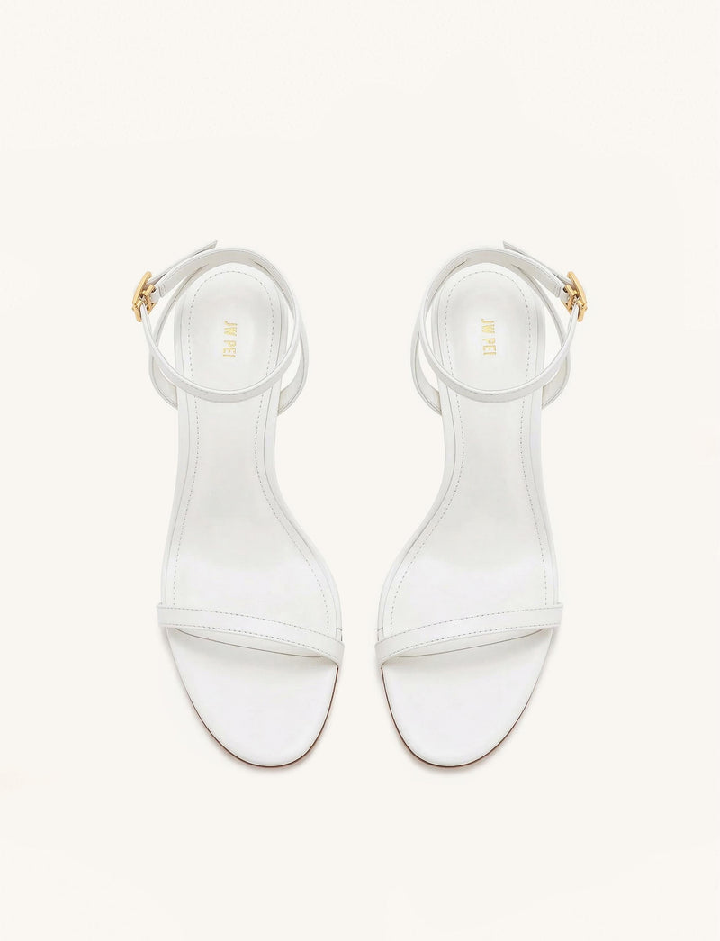 Alivia Gold Metal Heel Sandals - White