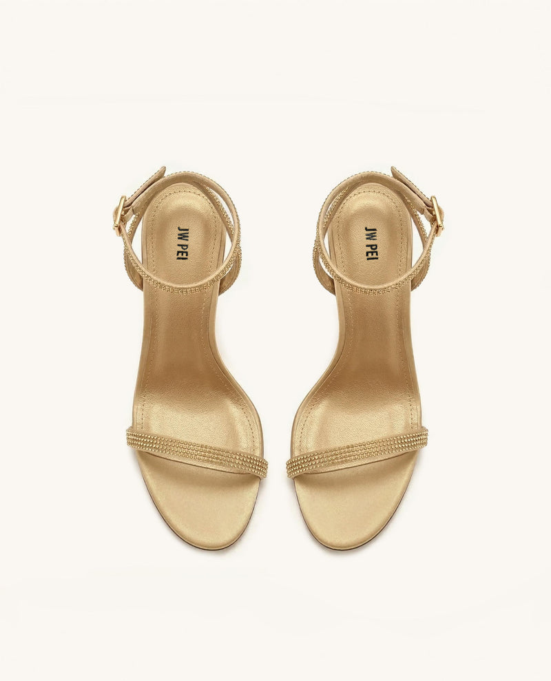 Alivia Artifical Crystal Heel Sandals - Champagne