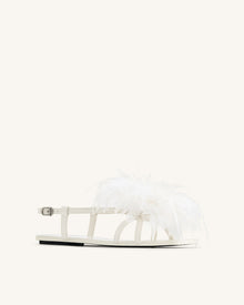 Fluffy Flats Sandals - White