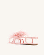 Fluffy Flats Sandals - Pink Beige