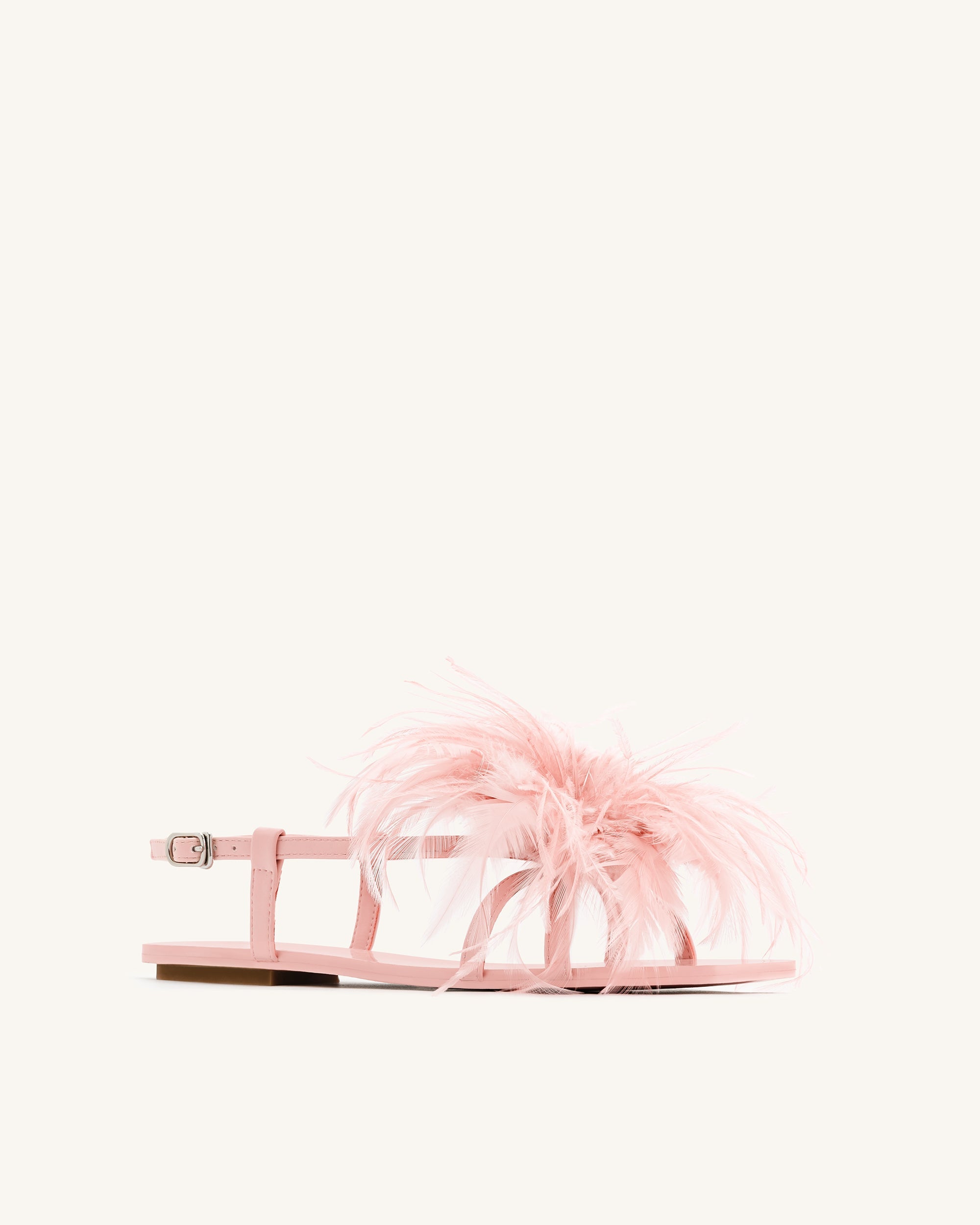 Fluffy Flats Sandals - Pink Beige